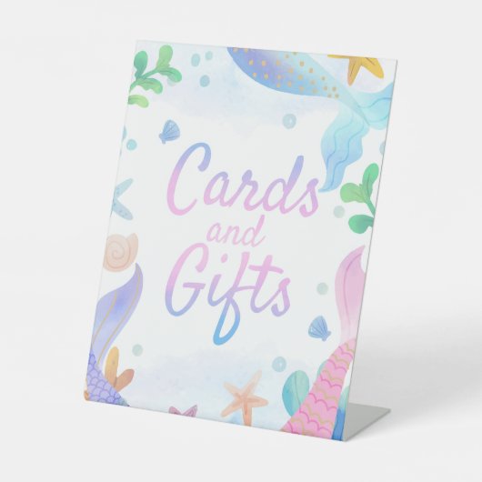 海の下の人魚の誕生日カードとギフト 台座サイン (正面)