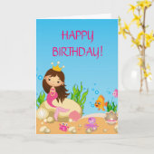 海の下の人魚の誕生日グリーティングカード カード (黄色い花)