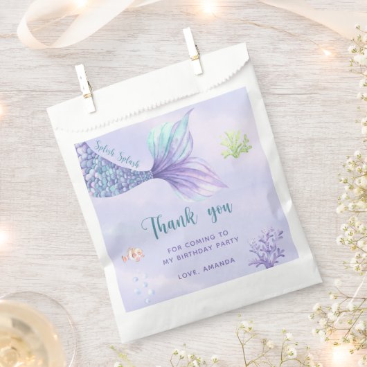 海の下の人魚の誕生日パーティーありがとう フェイバーバッグ (クリップ留めされた状態)
