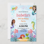 海の下の人魚の誕生日パーティーの招待 招待状 (正面)