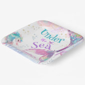 海の下の人魚の誕生日ピンク紫 ペーパープレート (傾斜あり)