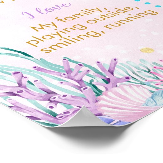 海の下の人魚の誕生日マイルストーンサイン ポスター (角)