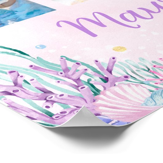 海の下の人魚の誕生日写真マイルストーン ポスター (角)