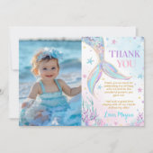 海の下の人魚の誕生日写真 サンキューカード (正面)