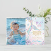 海の下の人魚の誕生日写真 サンキューカード (スタンド正面)