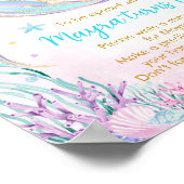 海の下の人魚の誕生日時間カプセルの標識 ポスター (角)