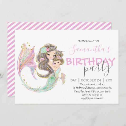 海の下の人魚の誕生日 案内状 (正面/裏面)