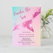 海の下の人魚の赤ちゃんの1歳の誕生日 招待状 (スタンド正面)