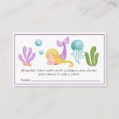 海の下の人魚の赤ちゃんシャワーおむつラッフルエン エンクロージャーカード (正面)