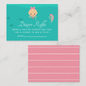 海の下の人魚の赤ちゃんシャワーおむつラッフル エンクロージャーカード (正面/裏面)