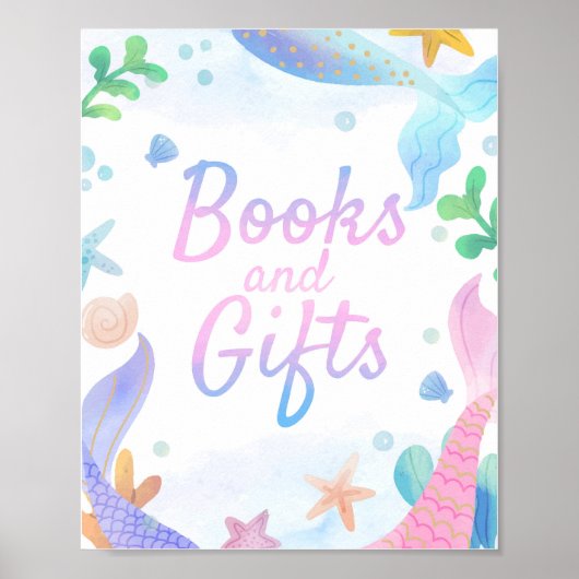 海の下の人魚の赤ちゃんシャワーの本とギフト ポスター (正面)