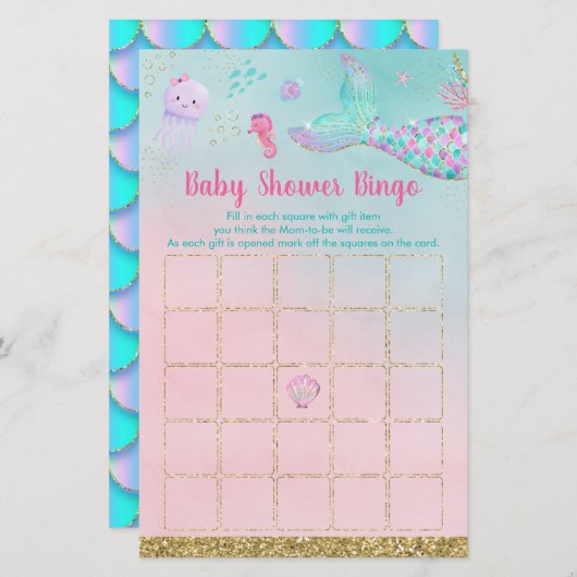 海の下の人魚の赤ちゃんシャワービンゴ (正面/裏面)