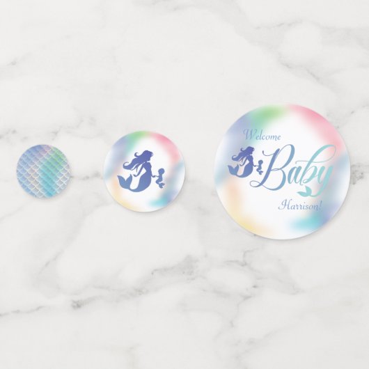 海の下の人魚の赤ちゃんシャワー コンフェッティ (裏面)