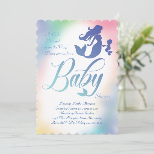 海の下の人魚の赤ちゃんシャワー 招待状 (スタンド正面)