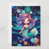 海の下の人魚の銀河系写真ベビーシャワー 招待状 (裏面)