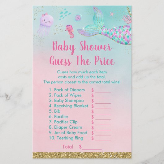 海の下の人魚は、価格シャワーゲームを推測 (正面)