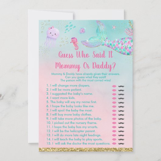 海の下の人魚は、誰がゲームを言ったか推測 招待状 (正面)