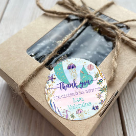 海の下の人魚グリッターありがとう ラウンドシール