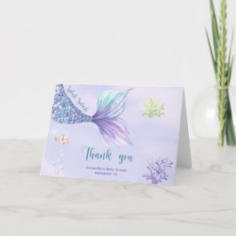 海の下の人魚サンキューベイビーシャワー サンキューカード