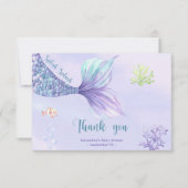 海の下の人魚サンキューベイビーシャワー サンキューカード (正面)