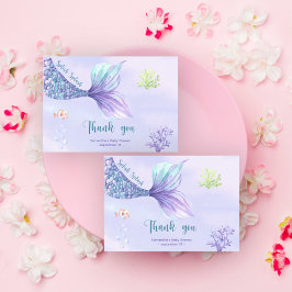 海の下の人魚サンキューベイビーシャワー サンキューカード