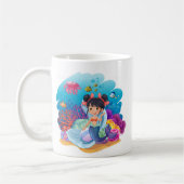 海の下の人魚ビーチの女の子 コーヒーマグカップ (左)