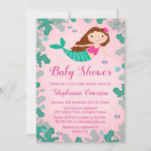 海の下の人魚ピンクベビーシャワー招待状 招待状 (正面)