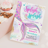 海の下の人魚プールパーティーピンク人魚 招待状