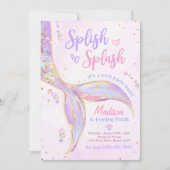 海の下の人魚プール4歳の誕生日パーティー 招待状 (正面)