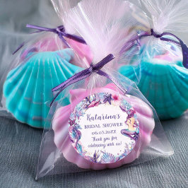 海の下の人魚ベビーシャワー パープルターコイズ ラウンドシール