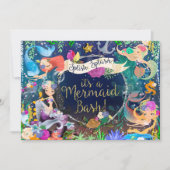 海の下の人魚マーメイドbash誕生日パーティー 招待状 (正面)