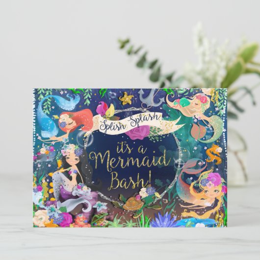海の下の人魚マーメイドbash誕生日パーティー 招待状 (スタンド正面)