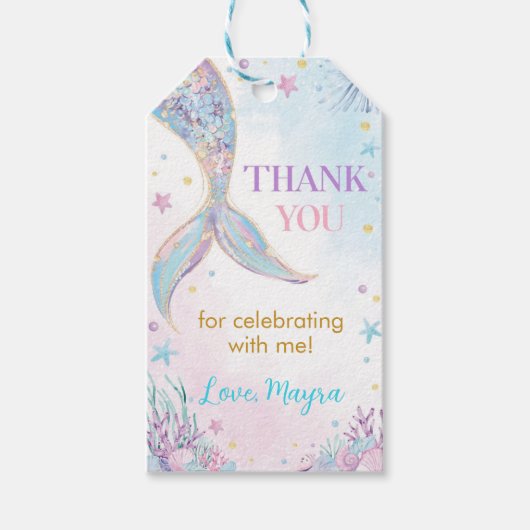 海の下の人魚誕生日ありがとう ギフトタグ (正面)