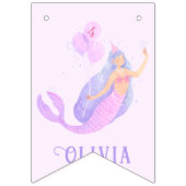 海の下の人魚誕生日ガールエイジピンク バンティングフラッグ (第1の旗)