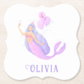 海の下の人魚誕生日ガールエイジピンク ペーパーコースター (正面)