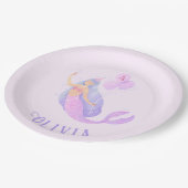 海の下の人魚誕生日ガールエイジピンク ペーパープレート (アングル)
