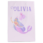 海の下の人魚誕生日ガールエイジピンク ミディアムペーパーバッグ (正面)