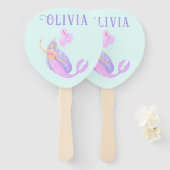 海の下の人魚誕生日ガールエイジブルー ハンドファン (正面&裏面)