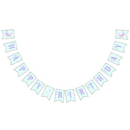 海の下の人魚誕生日ガールエイジブルー バンティングフラッグ