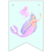 海の下の人魚誕生日ガールエイジブルー バンティングフラッグ (第1の旗)