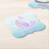 海の下の人魚誕生日ガールエイジブルー ペーパーコースター (アングル)