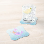 海の下の人魚誕生日ガールエイジブルー ペーパーコースター (インサイチュ)