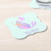 海の下の人魚誕生日ガールエイジブルー ペーパーコースター (アングル)