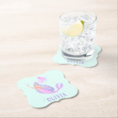 海の下の人魚誕生日ガールエイジブルー ペーパーコースター (インサイチュ)