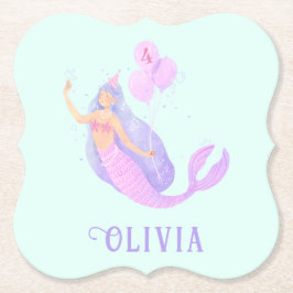 海の下の人魚誕生日ガールエイジブルー ペーパーコースター