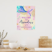 海の下の人魚金ゴールドグリッター誕生日パーティー ポスター (キッチン)