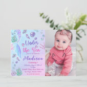 海の下の人魚1歳の誕生日パーティー写真 招待状 (スタンド正面)