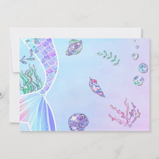 海の下の人魚1歳の誕生日パーティー写真 招待状 (裏面)