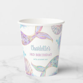 海の下の人魚3歳の誕生日 紙コップ