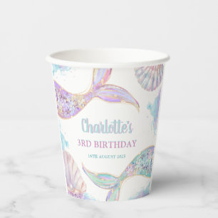 海の下の人魚3歳の誕生日 紙コップ